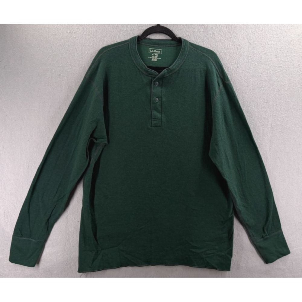 LL Bean Two-Layer River Driver's Henley Shirt Mens XL Traditional Fit Base Layer